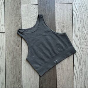 SET ACTIVE Gray Ribbed Crop Top